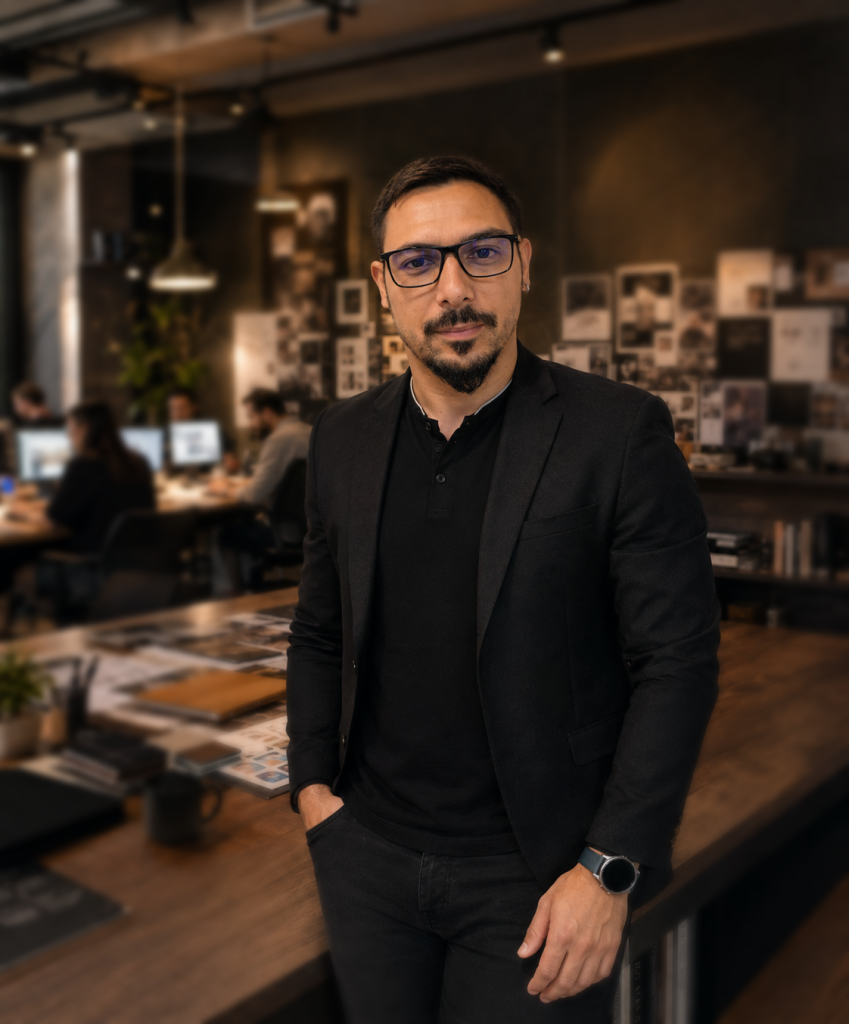 Umut Mumcu grafik tasarım ve marka kimliği projeleri için tasarımcı portresi