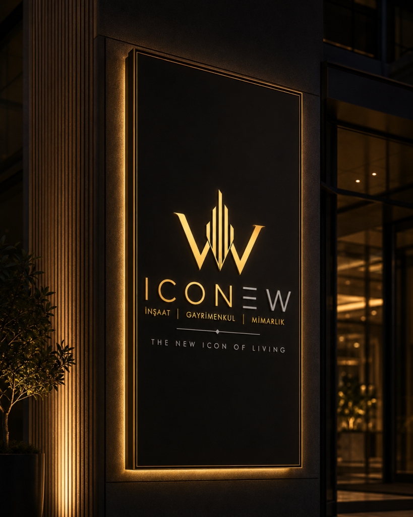 Mimarlık markası için ışıklı tabela logo uygulaması